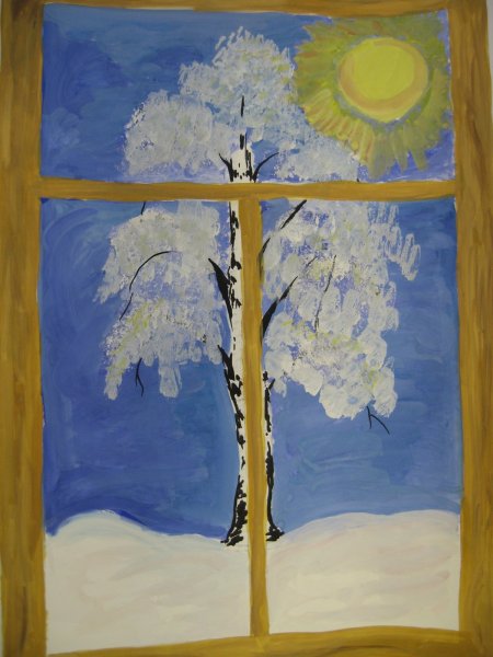 Рисование белая береза зимой