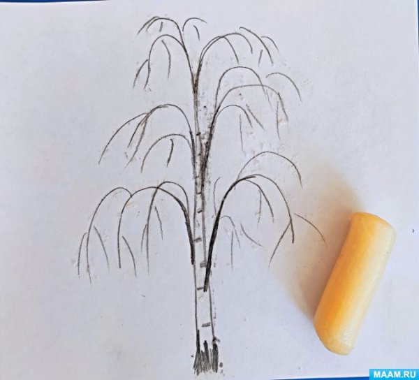 Рисование зимняя береза