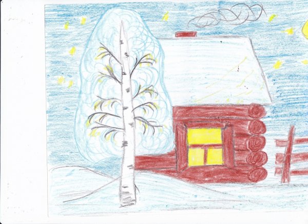 Рисование зимняя береза