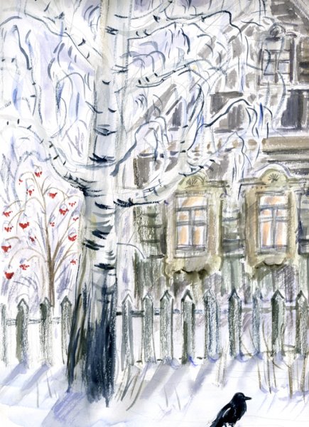 Зимние рисунки карандашом для срисовки