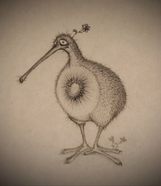 Нарисовать птичку киви