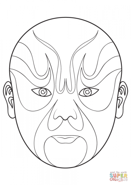 Маска пекинской оперы раскраска