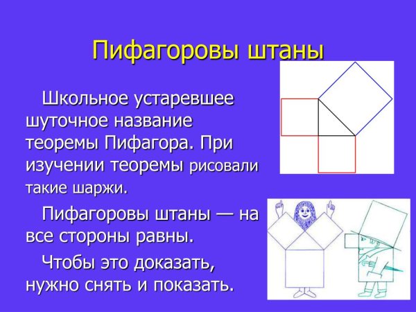 Теорема Пифагора Пифагоровы штаны