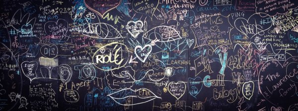 Рисунки мелками на стене