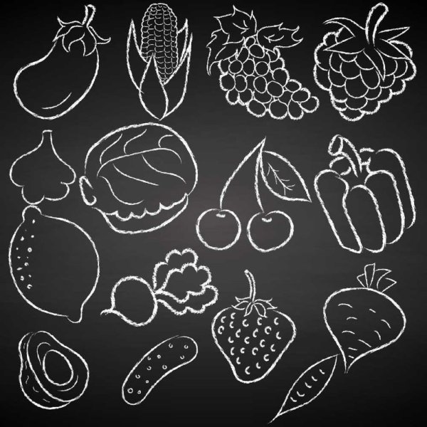 Овощи на грифельной доске
