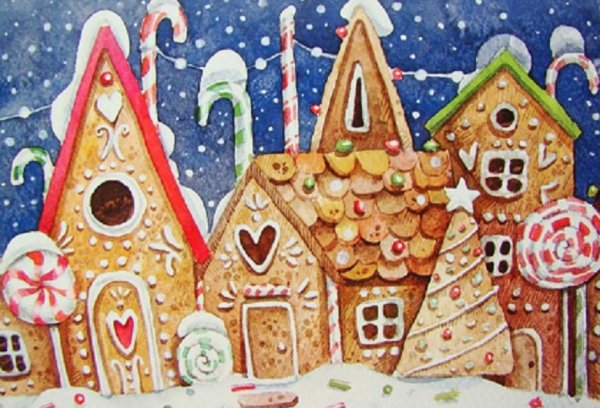 Пряничный домик открытка
