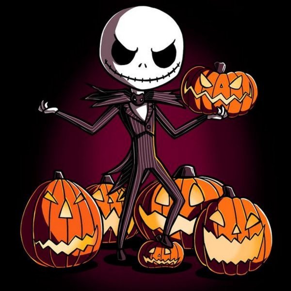 Круглая тыква на Хэллоуин рисунок