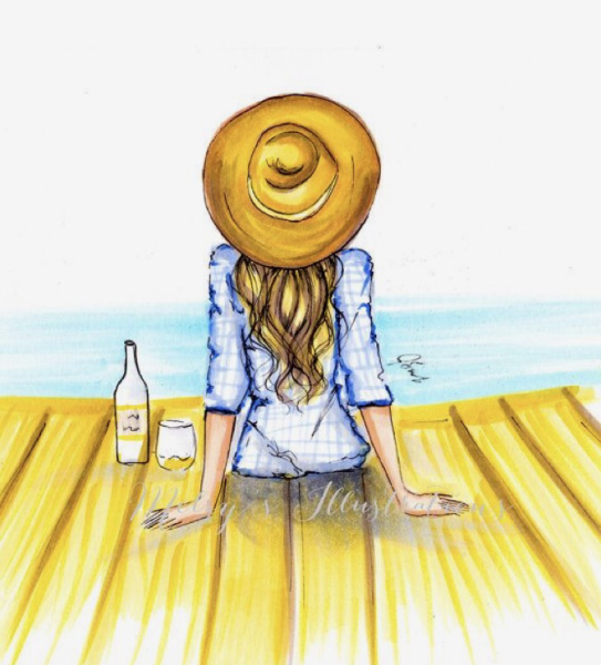 Летняя девушка нарисованная