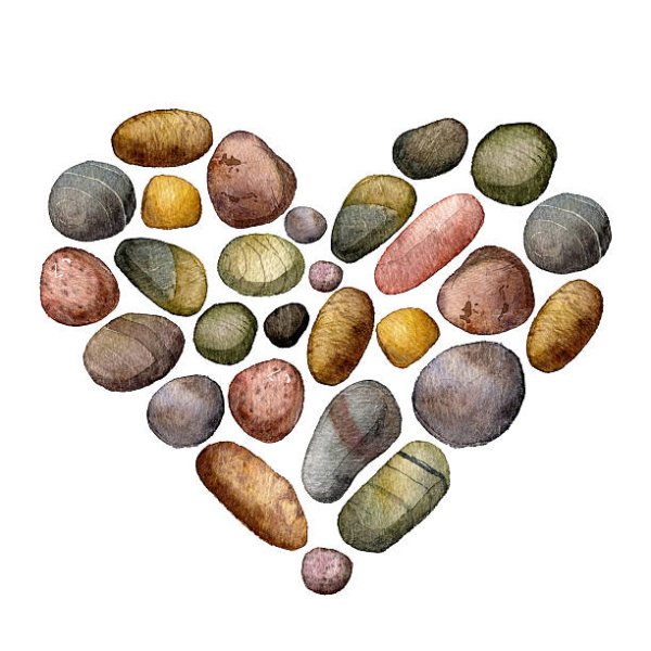 Морские камни акварелью