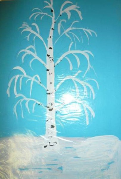 Рисование белая береза зимой