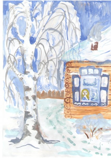Рисование зимняя береза