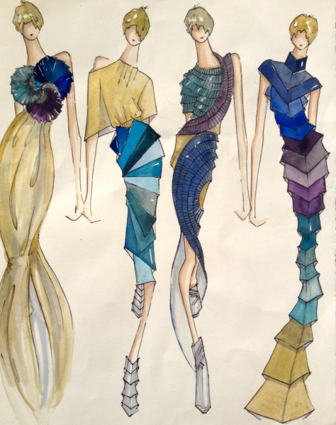 Эскизы одежды дизайнеров