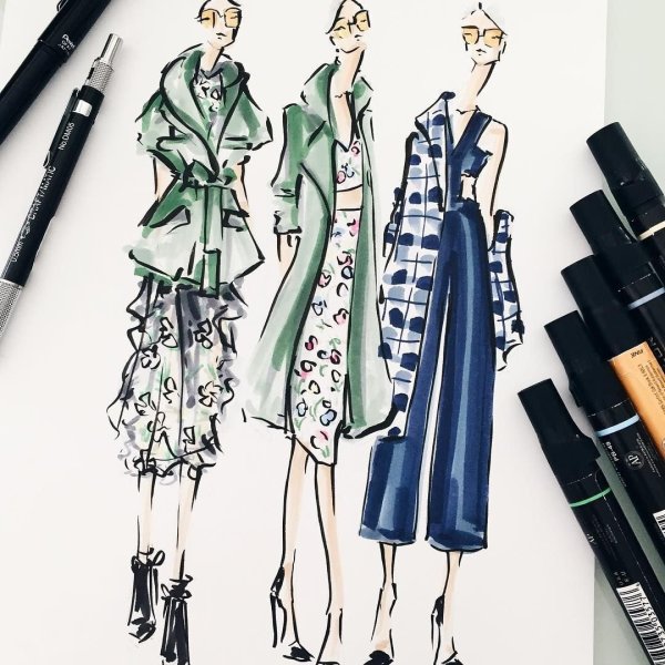 Эскизы одежды дизайнеров