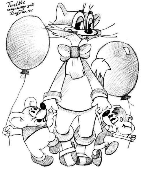 Кот Леопольд раскраска для детей