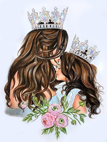 Мама с дочкой в коронах
