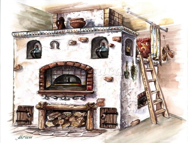 Русская печка иллюстрации