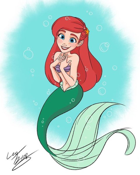Принцесса Ариэль для срисовки