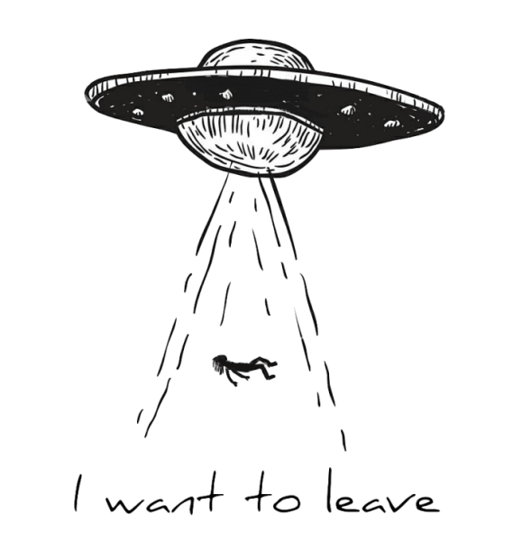 Летающая тарелка черно белая