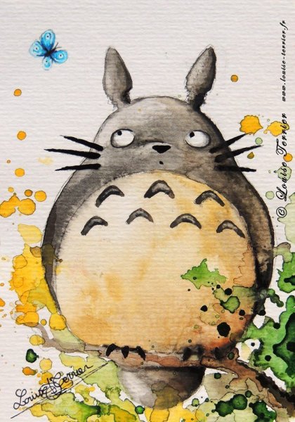 Арт Хаяо Миядзаки аниме акварель