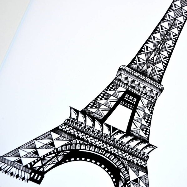 Зентангл Эйфелева башня