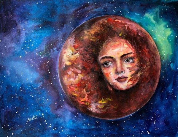 Планета Венера акварель