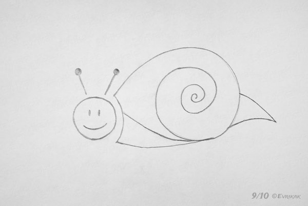 Рисунок улитки карандашом для детей пошагово