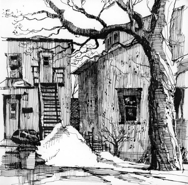 Пейзаж тушью