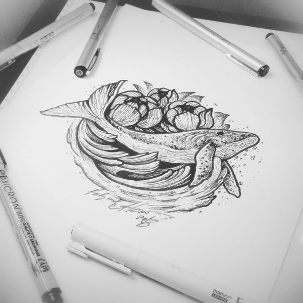 Татуировка кит эскизы