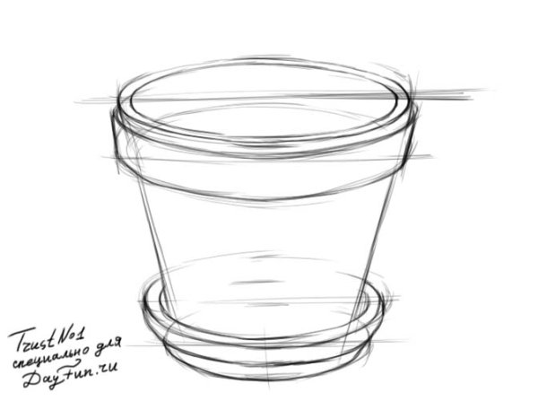 Раскраска цветочный горшок для детей