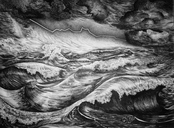 Шторм гравюра