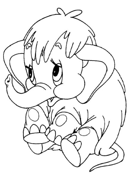 Мамонтенок мультфильм раскраска