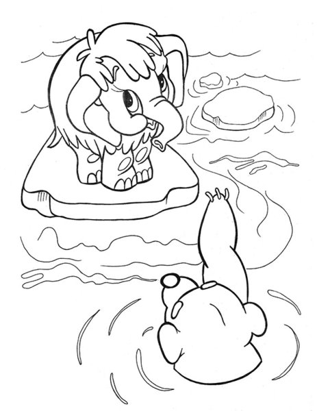 Мама для мамонтенка. Раскраска