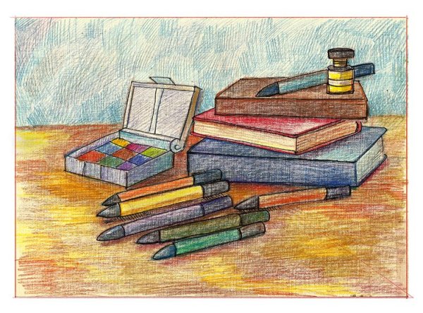 Натюрморт школьные предметы