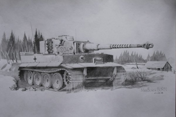 Танк тигр карандашом