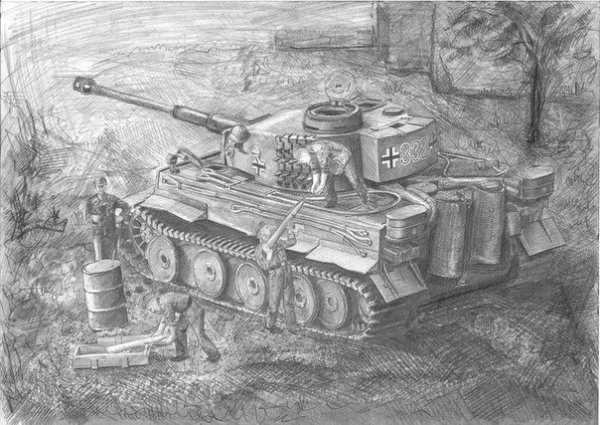 Танк тигр рисунок