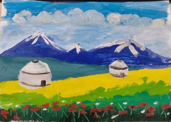 Дети рисунок Казахстан