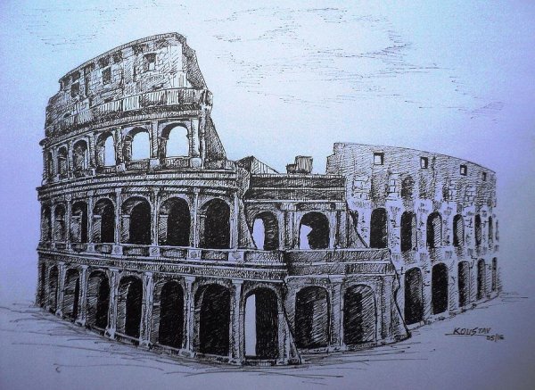 Колизей древний Рим карандашом