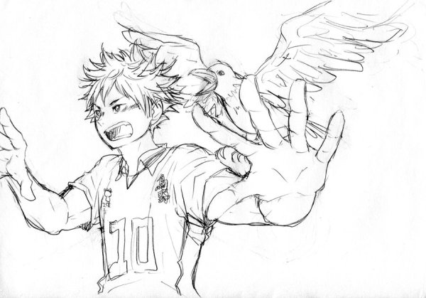 Раскраска аниме волейбол Хината