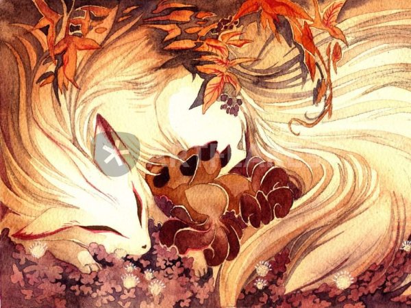 Кицунэ лиса вектор