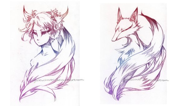 Японская лисица Кицунэ тату