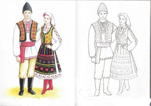 Человек в национальном костюме рисунок