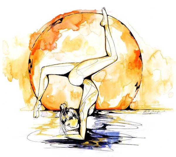 Йога акварель