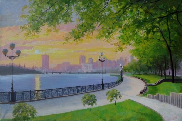Набережная Кальмиус в живописи Донецк