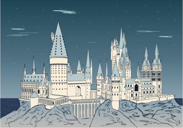 Гарри Поттер Хогвартс силует