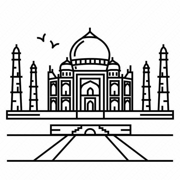 Раскраска храм Тадж Махал Индия