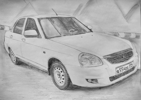 Лада Приора нарисованная сбоку