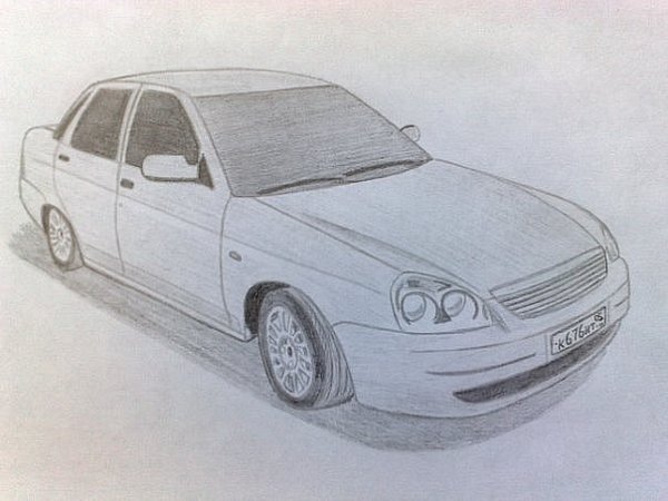 Как нарисовать приору сбоку