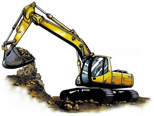 Строительная техника на прозрачном фоне