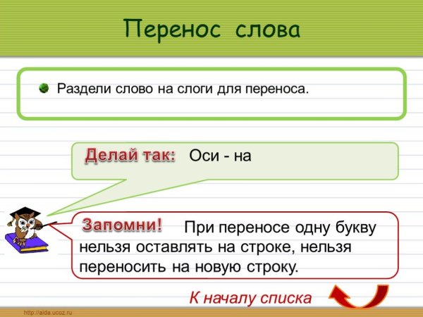 Деление слов на слоги для переноса