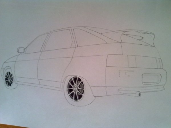 Рисунок машины ВАЗ 2112 сзади